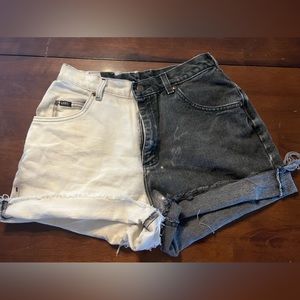 VINTAGE LEE SHORTS - BLACK HALF BLEACHED